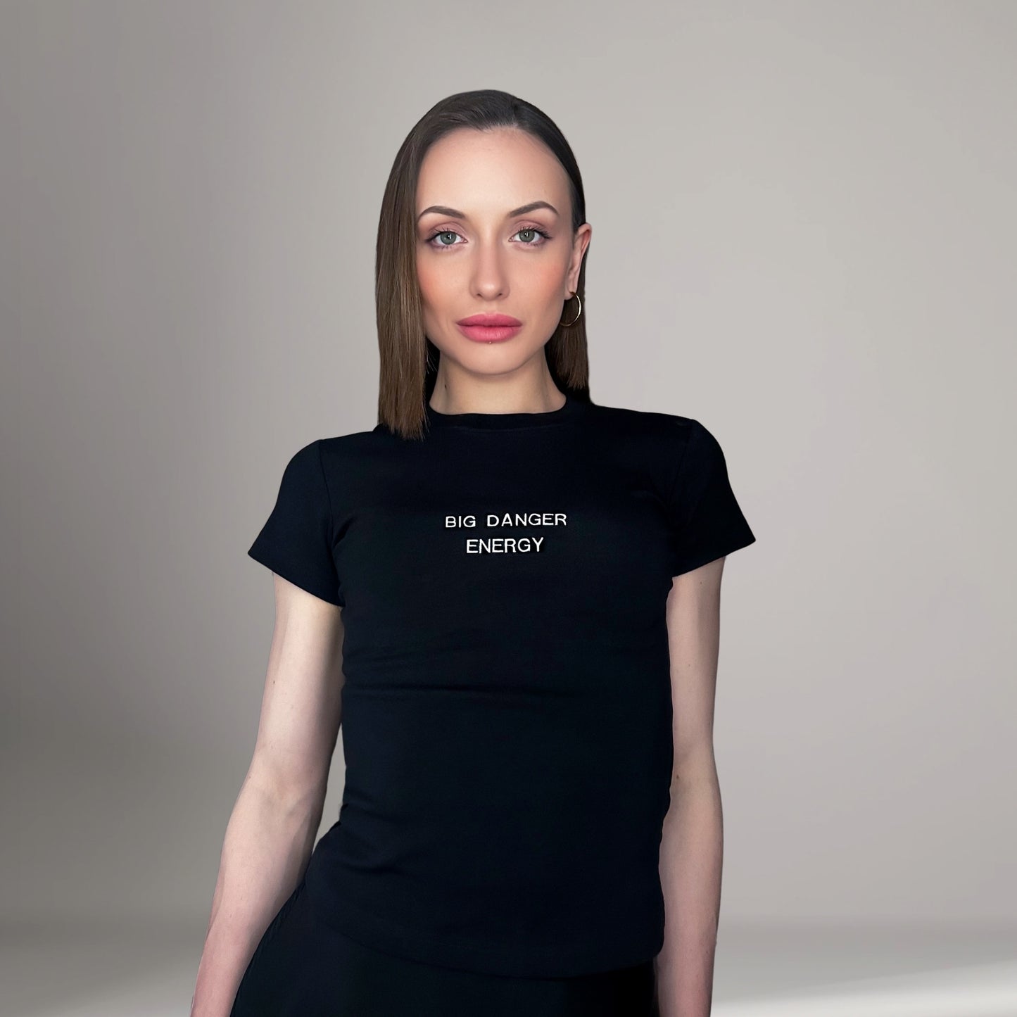 Danger Bodycon Embroidered Tee